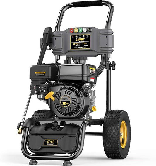 BLUBERY 3500 PSI Gas Pressure Washer, 2.6 GPM Heavy Duty High Power Washer, 30Ft Pressure Hose&Soap Tank,5 Pressure Nozzles,Black - NeatNest