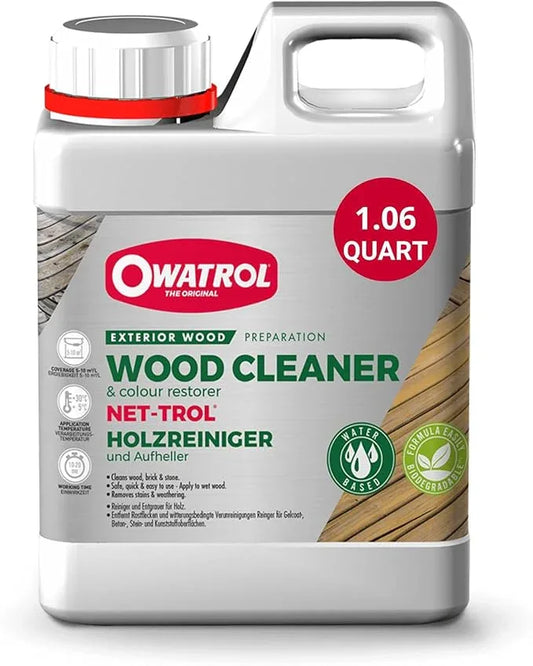 OWATROL Outdoor Wood Cleaner Net-trol 34 Oz - Neutralizer and Color Restorer, Fast-acting Water-Based Wood Treatment - Safe for All Woods Species - NeatNest