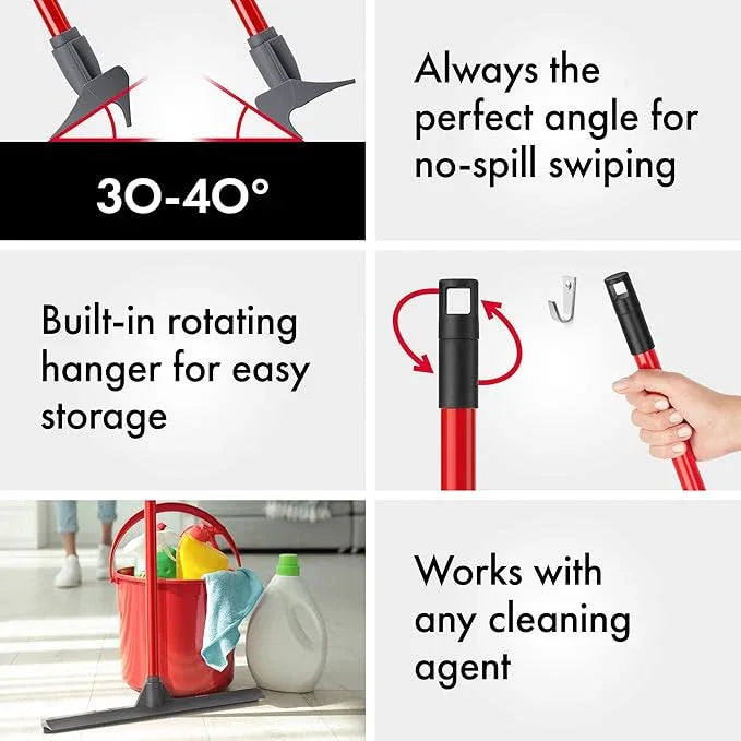Tyroler Floor Squeegee for Concrete Floors, 17" Heavy Duty Squeegee for Floor, Squeegees Broom for Floors with 55" 4 Part Handle Perfect for Tiles, Marble, Garage, Deck, Patio, Bathroom, Shower - NeatNest