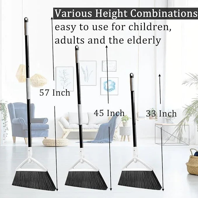 4 Pack Outdoor Indoor Broom, Brooms for Sweeeping Indoor, Heavy-Duty Kitchen Broom with Long Pole, Angle Broom White for Garages Restaurant Courtyard Office Slidewalk Lobby Sweep Dust - NeatNest