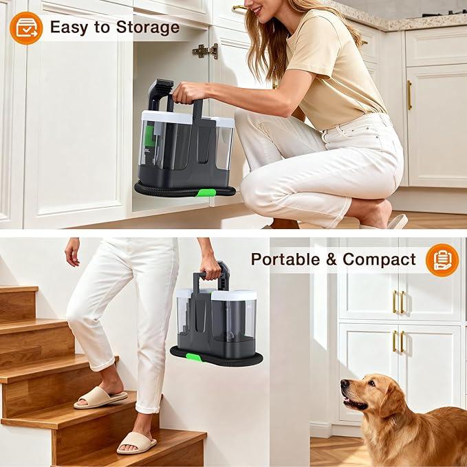 LABIGO Portable Carpet & Upholstery Cleaner, 18Kpa Carpet Cleaner Machine for Deep Stain Removal, Spot Cleaner for Pet Accidents, Area Rugs, Stairs, Car Seats & Couches, Includes Tools & Self-Cleaning - NeatNest