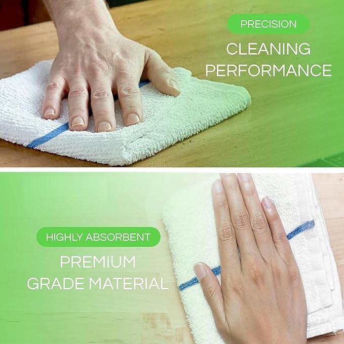 Towels N More 24 Pack 16x19 Bar Mop Towels High Absorbent Cotton Reusable Kitchen Towels - Quick Drying Towels for Chef, Cook, Home, Restaurant, Bar Glass Cleaning Towels (24, Blue Stripe) - NeatNest