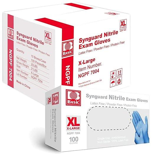 Jointown BASIC Medical Blue Nitrile Exam Gloves - Latex-Free & Powder-Free - NGPF7004 (Case of 1,000), Xtra Large - NeatNest