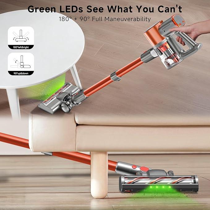 Stick Cordless Vacuum Cleaner - Lightweight Handheld Vacuum with Self Standing, Removable Battery with 45min Running Time, Anti-tangle Wireless Vacuum for Home Pet Hair/Hardwood Floor/Carpet OB - NeatNest