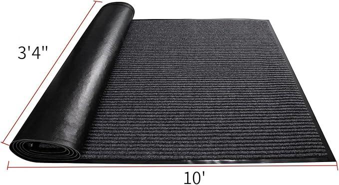 TANYOYO 3' X 10' Commercial Grade Door Floor Mat Brush Step Entrance Mat Vinyl Backed Utility Doormat Heavy Duty Floor Rugs Commercial Outdoor Carpet Indoor Entrance Mat，Grey - NeatNest