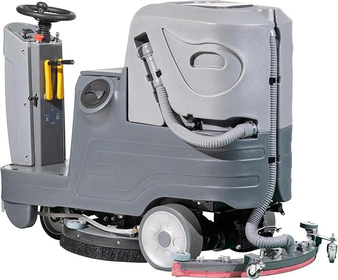 Commercial Ride-On Floor Scrubber Machine 21" Brush w/ 38 Inch Squeegee, 21.1 Gallon Tank Automatic Commercial Riding Floor Cleaning Scrubber - NeatNest