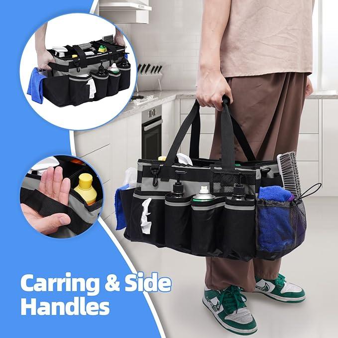 2 Large Cleaning Supplies Bags for Housekeepers for Kitchen, Grey - NeatNest