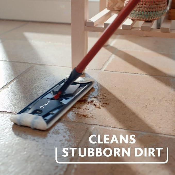 O-Cedar H2prO Flat Mop System with 2 Mop Head Refills | Quick Cleaning Tool | Clean with Clean Water | Machine Washable Reusable Microfiber Mop Pad | Safe on Wood Floors, Vinyl,Tile, Baseboards, Walls - NeatNest