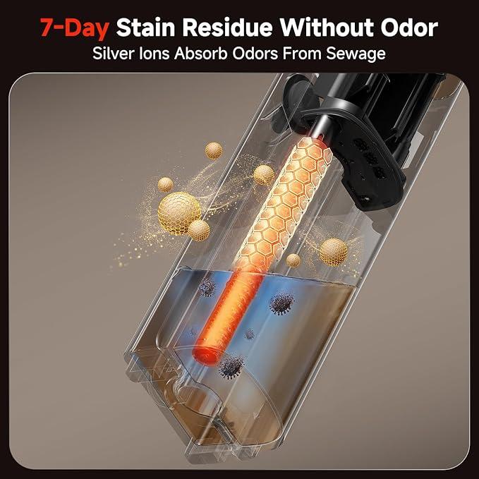 uwant D100 Wet Dry Vacuum Cleaner 180°Lay-Flat Vacuum Mop All in One with 18000Pa Suction Auto Self-Cleaning Anti Odor Stick Pushin Mop Dual-Edge Cleaning Electeic Mop Set for Hard Floor/Carpet,Milky - NeatNest