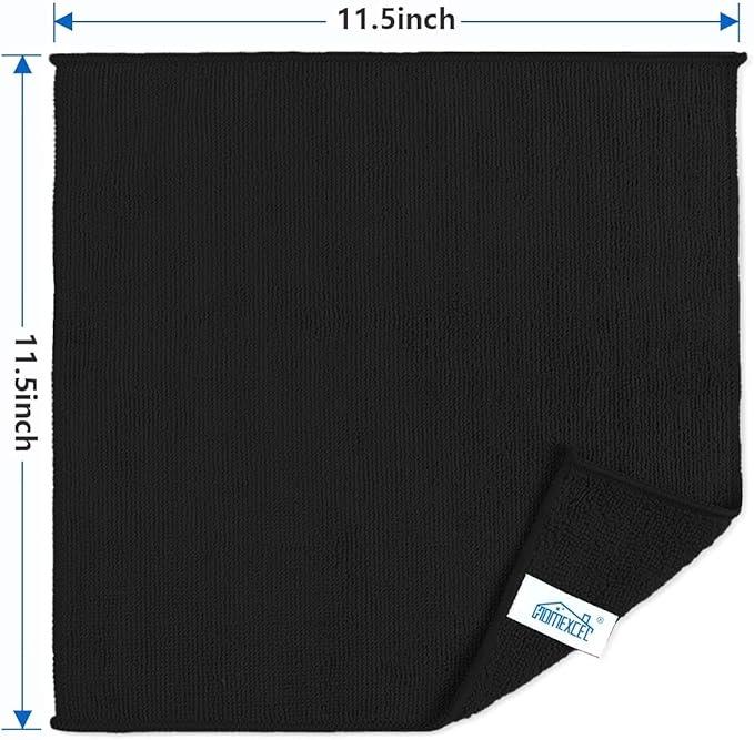 HOMEXCEL Black Microfiber Cleaning Cloth,150 Pack Cleaning Rags, Cleaning Towels,11.5"X11.5" Shop Towels - NeatNest