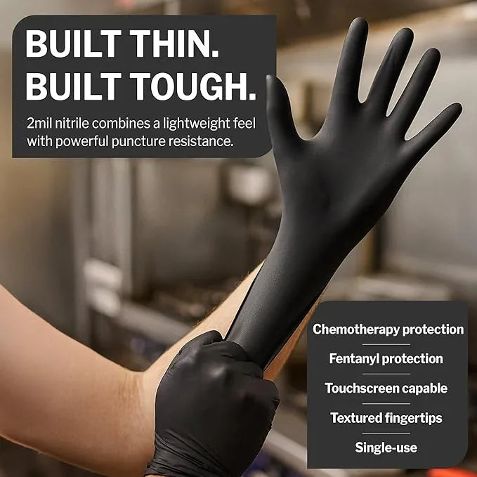 CareStock Black Nitrile Gloves Medium [1000 Count] – 2 mil Thin Disposable Latex-Free Exam Gloves for Medical, Cleaning, Cooking, Food Prep – Ultra-Strong with Slip-Resistant Textured Grip Bulk - NeatNest