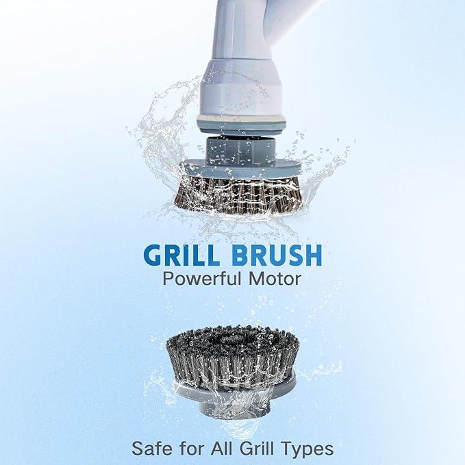 Electric Spin Scrubber,Wire Brush,Waterproof Spin Scrubber with Long Handle, Powerful Motor Cordless Cleaning Brush, Grill Cleaning Brush with Multiple Heads for Sink, Stove, Cabinets, and Kitchen - NeatNest