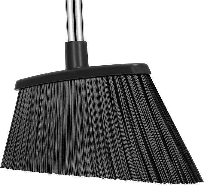 Heavy Duty Broom, 55 Inch Long Handle Outdoor Large Angle Brooms, Commercial Broom for Sweeping Indoor, for Home Garage Kitchen Office Courtyard Lobby Patio Lawn Concrete，Black - NeatNest
