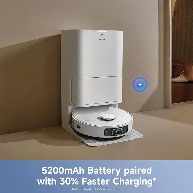 Mova E40 Ultra Robot Vacuum and Mop, 19,000Pa Suction, Extenable & Liftable Mop, All-in-One Station, Auto-Empty, Auto Washing & Hot Air Drying, 360°Obstacle Avoidance, App & Voice Control - NeatNest
