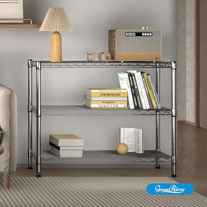 3-Shelf Adjustable Metal Shelf Wire Shelving Storage Rack for Office,Kitchen,Bedroom,Bathroom,Laundry,Pantry Basement,Garage(Chrome,36" L x 14" W x 30" H) - NeatNest