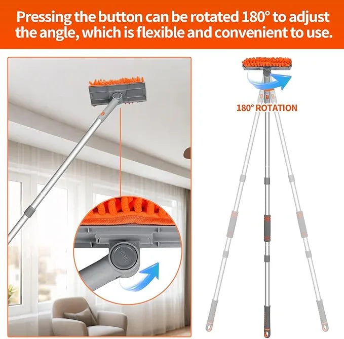 Ceiling Fan Cleaner Duster with 72‘’ Extendable Long Handle Cleaning Duster Kit, Reusable Chenille & Microfiber Mop Head for High Ceiling Fan Blade Wall Blinds Cobweb - NeatNest