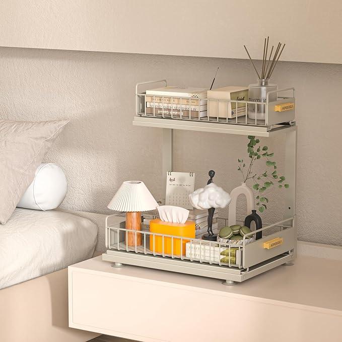 Under Sink Organizer, Pull Out Kitchen Cabinet Organizer 2 Tier Slide Out Under Sink Organizers and Storage, Sink Shelf Cabinet Storage Shelves for Kitchen Bathroom Pantry, Grey - NeatNest