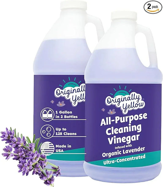 Originally Yellow Lavender White Vinegar For Cleaning Purpose | USA Made All Purpose Cleaner | Use as Glass, Kitchen & Floor Cleaner | Plant Derived Cleaning Vinegar 1 Gallon in 2 pack | 128 Oz - NeatNest