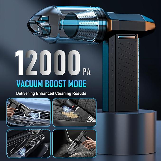Electric Air Duster - Vacuum 2 in 1 & Cordless 6000mAh Mini Turbo Fan Blower, Keyboard Computer Car Cleaner, Replaces Compressed Air Can, Black(300000RPM) - NeatNest