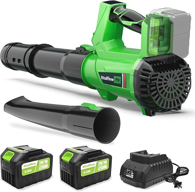 Cordless Leaf Blower with 2× 6.0Ah Batteries and Charger, 540CFM/170MPH Battery Powered Leaf Blower, 6 Speeds, Lightweight Electric Leaf Blowers for Lawn Care, Patio, Dust and Leaves Cleaning 2025 - NeatNest