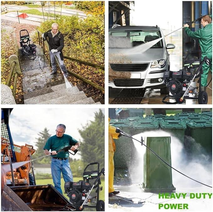 4200PSI Gas Pressure Washer, 2.8GPM Commercial Power Washer Gas Powered, 212cc 7.0 HP Engine, Includes 0.7L Soap Tank,5 QC Nozzles,25’ Hose,Car Wash Machine/Car/Driveway, EPA/CARB/ETLCompliant (Black) - NeatNest
