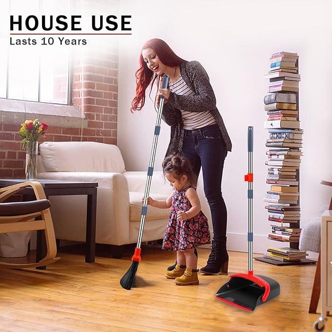 2-Pack is More economical，Brooms with Dustpan Combo Set， with 52" Long Handle, Dustpan Teeth with self-Cleaning Function, Indoor and Outdoor Sweeping, Perfect for Home Office - NeatNest