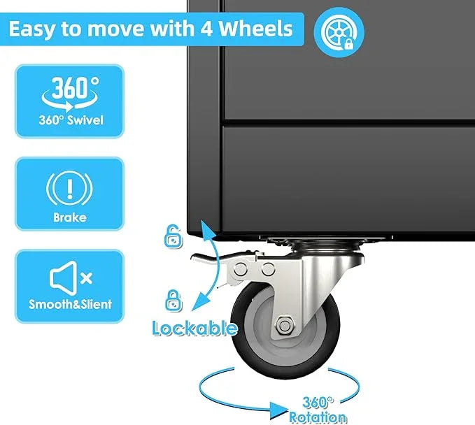 SUXXAN Broom Closet Storage Cabinet with Wheels 71.4"x 33.9"x16.9", Metal Cleaning Cabinets with Hooks and Hanging Rods, Lockable Cabinet with Pegboard, Adjustable Shelf,for Garage, Laundry Room - NeatNest