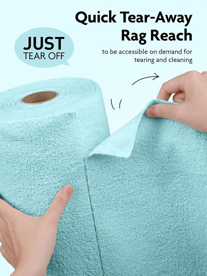 Fantasticlean Microfiber Cleaning Cloth Roll -75 Pack, Tear Away Microfiber Towels, 12" x 12", Reusable, Washable, Scratch Free, Ultra Absorbent Dishcloth for Home Supplies, Car, Pet, Kitchen (Blue) - NeatNest