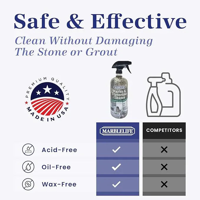 Marblelife InterCare Marble and Travertine, Natural Stone & Terrazzo Liquid Cleaner, Shower & Tile Surface Care, Floor, Walls & Countertop Cleaner and Degreaser, 32 oz - NeatNest