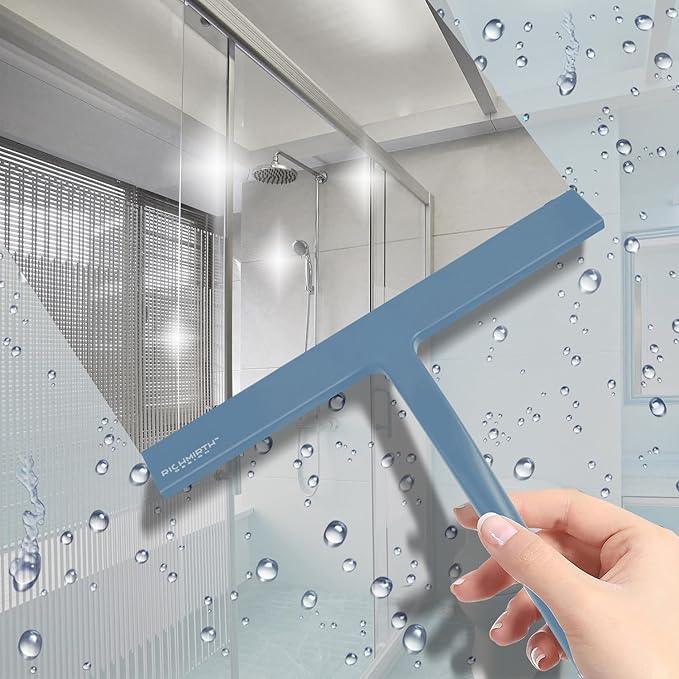 Richmirth Shower Glass Cleaner Squeegee, 9 Inch Width Silicone Bathroom Squeegee for Shower, Glass, Car Window, Mirror - Green - NeatNest