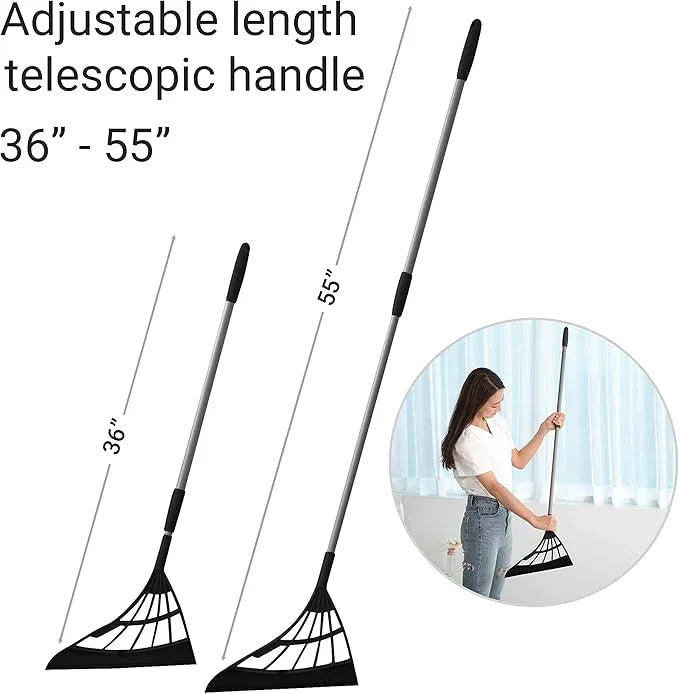 Original Broombi - All-Surface Silicone Broom, Squeegee, Pet Hair Remover - Smart Broom for Indoor Cleaning - Cleans Glass, Fine Dust, Hair, Liquids - for Smooth Floors, Rugs, Windows (Black) - NeatNest