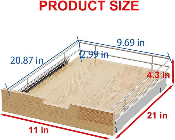 Pull Out Cabinet Organizer,Heavy-Duty Slide Out Shelf, Wood And Wire Basket, Pull Out Drawer for for Kitchen Under Sink Space, Pantry, Bathroom (11 * 21 WM) - NeatNest