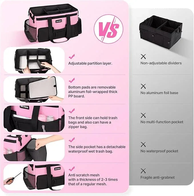 Large Wearable Cleaning Caddy Bags,Cleaning Supplies Storage Bag with Handles and Adjustable Shoulder Strap and Removable Waist Straps,Waterproof Cleaning Bags for Home,Car,Office (Pink) - NeatNest