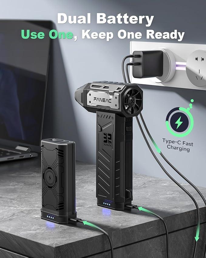 X305 Air Duster with Dual Battery Pack - 150,000rpm, 3-Gear Adjustable Speed, Ultra-Powerful Brushless Motor Compressed air Duster, for Keyboard, Computer, House, Indoor and Outdoor - NeatNest