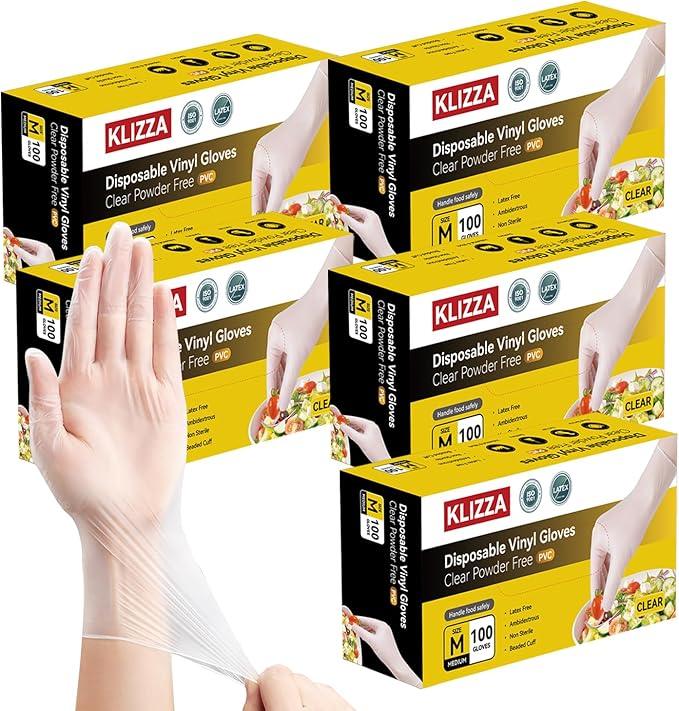 Disposable Vinyl Gloves Clear, Latex & Powder Free, Food Grade Safe for Food Prep Kitchen Cooking Cleaning Salon - NeatNest