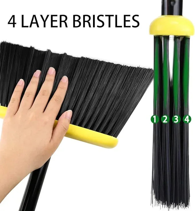 Broom and Dustpan Set,IndoorBroom with Dust pan Combo Set for Home,Angle Kitchen Broom for Floor Sweeping - NeatNest