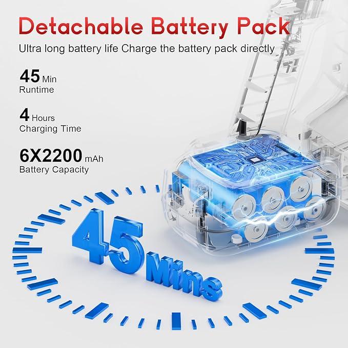Cordless Stick Vacuum Cleaner - Rechargeable, 35Kpa Powerful Vacuums with Detachable Battery, LED Display, 45Mins Runtime, 8 in 1 Handheld Vacuum for Hardfloor & Carpets Pet Hair, Red - NeatNest