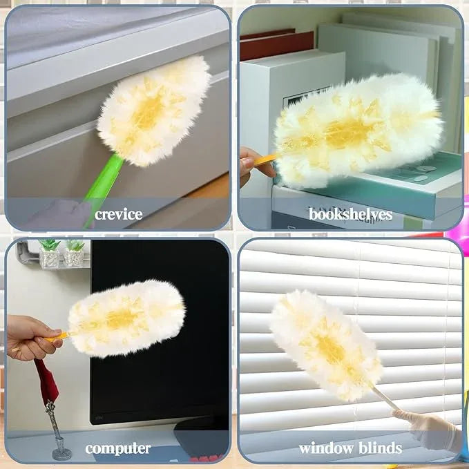 Vesici 150 Pcs Duster Refills Compatible with Swiffer Dusters Bulk Disposable Replacement Thickened with 1 Handle Heavy Duty for Cleaning, Office (Yellow) - NeatNest