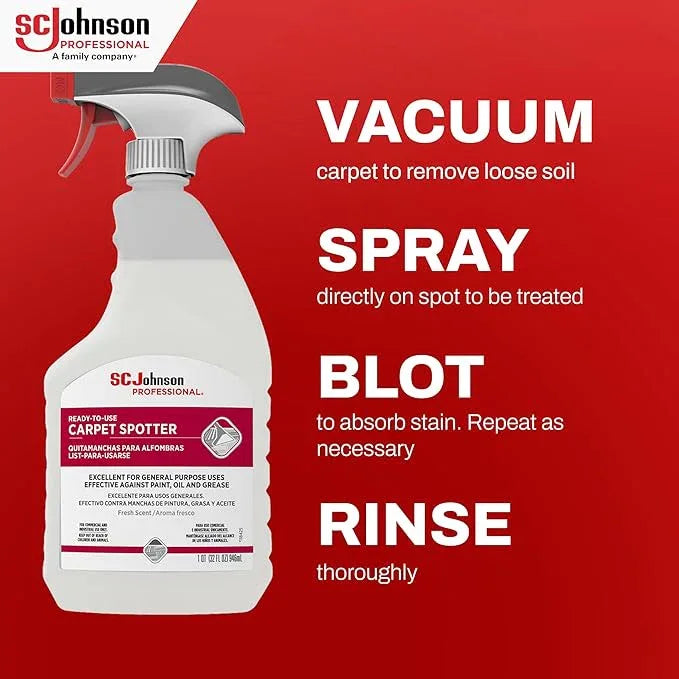 SC Johnson Professional Ready-To-Use Carpet Spotter, Carpet Stain Remover, 32 fl. oz., 6 Count, for Professional Use Only - NeatNest