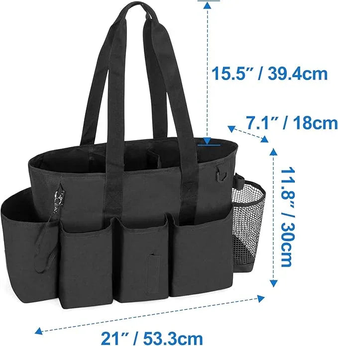 LoDrid Professional Cleaning Tote Caddy for Cleaning Supplies, Cleaning Bag Organizer with Dividers and Handle Strap for Housekeepers Work, Black, (Bag Only) - NeatNest