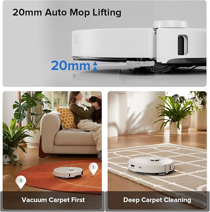 roborock S8 Max Ultra Robot Vacuum and Mop, All-in-One Dock, PreciSense LiDAR Navigation, Smart Dirt Detection, Self-Emptying, 8000Pa Suction for Various Floors, 20mm Auto Lifting for Carpet, White - NeatNest