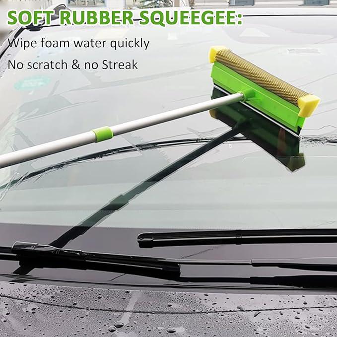 GIANT BEAR Car Wash Brush with Long Handle, 42.9" Microfiber Chenille Mitt Not Hurt Paint Scratch Free Aluminum Alloy Cleaning Tool -4 in 1,Glass Window Scrabber Detail Wheel Brush - NeatNest