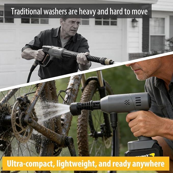 Portable Cordless Pressure Washer: 1160 PSI 2.1GPM Mini Power Washer – Ultra Lightweight 1.26LB Handheld Design with Batteries – Compact Electric Pressure Cleaner for Car Patio Garden Outdoor - NeatNest