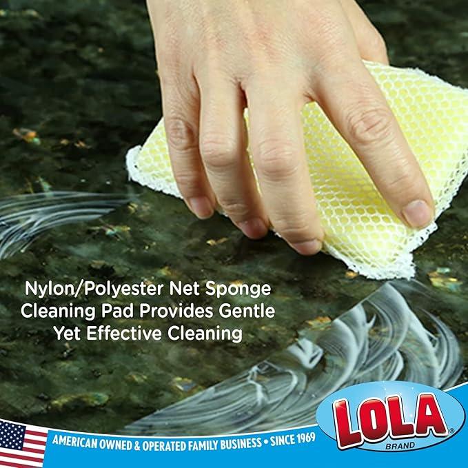 LOLA Nylon Netting Sponge Cleaning Scrubber Pad, 2 Pack, Non Scratch, Safe on Non-Stick Surfaces Coated Cookware & Dishes - Gentle Effective Cleaning - NeatNest
