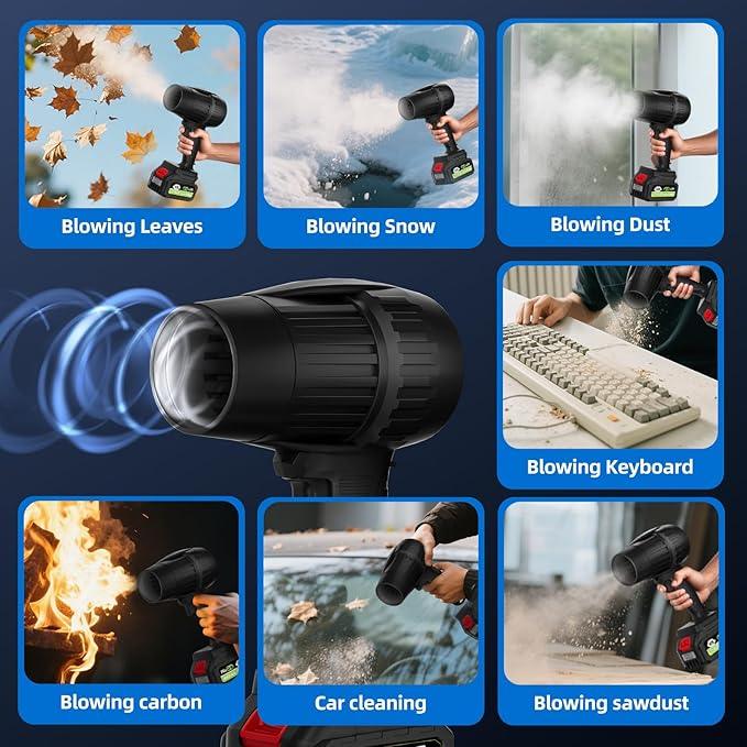 Leaf Blower Cordless with Battery and Charger,Electric Leaf Blower Cordless, 300000 RPM, 2 x 3.0Ah Batteries & Charger, Handheld Leaf Blowers for Lawn Care (Black Blue) - NeatNest