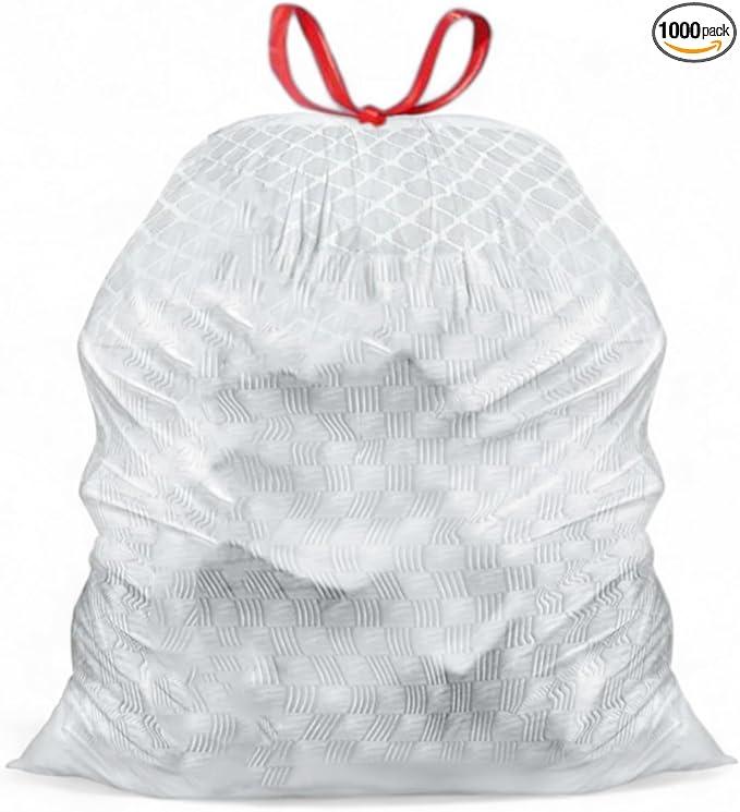 Mighty Flex 13 Gallon Trash Bags Drawstring, 1000ct Heavy-Duty Large Garbage Bags, Ultra-Flexible, Leak and Odor-Resistant Plastic Garbage Bags for Home and Commercial Use, Unscented (White) - NeatNest