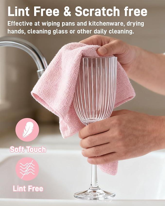 XINDELL Microfiber Cleaning Cloth Roll – 150 Pack 12"x12", Tear-Off Microfiber Towels, Lint-Free, Ultra Absorbent Car Detailing & Cleaning Cloths – Pink - NeatNest