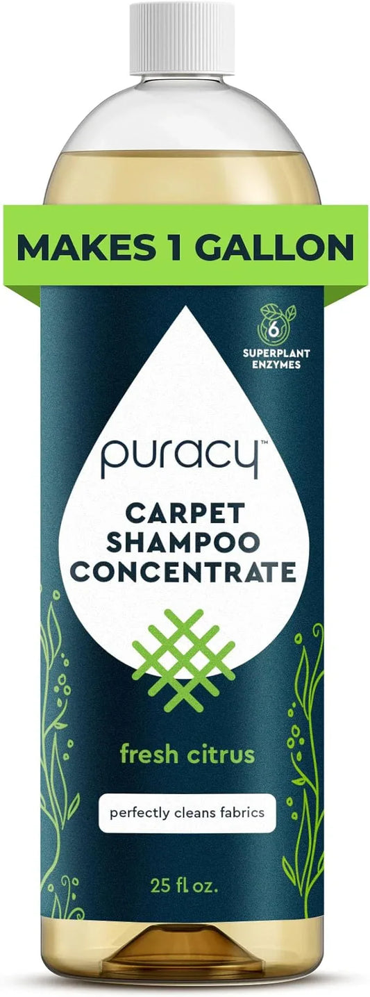 Puracy Professional Carpet Cleaner Machine Detergent, 4x Concentrated Upholstery Cleaner, Natural Carpet Shampoo, Pet Stain Remover & Deodorizer, Makes 20 Gallons of Cleaning Solution, 25 Ounce - NeatNest