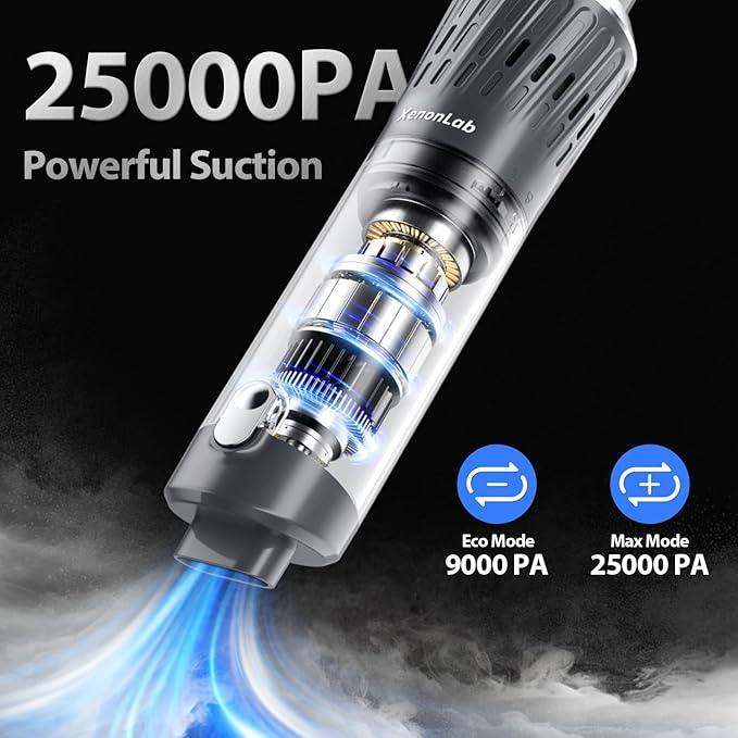 Handheld Vacuum Cordless 25000Pa Car Vacuum 3-in-1 Handheld Vacuum, Includes Smart Display and Charging Base Hand Vac Cordless Rechargeable One-Touch Empty for Home/Pet/Car (Silver) - NeatNest