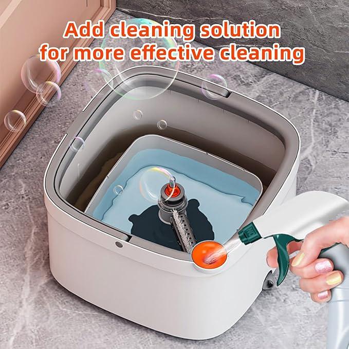 KZKR Spin Mop and Bucket Set with Self Separation Dirty and Clean Water System, Self Wringing 360° Rotating Square Mop Head for Home Floors Cleaning (1.0 Mop and Bucket Set (4 Pads)) - NeatNest